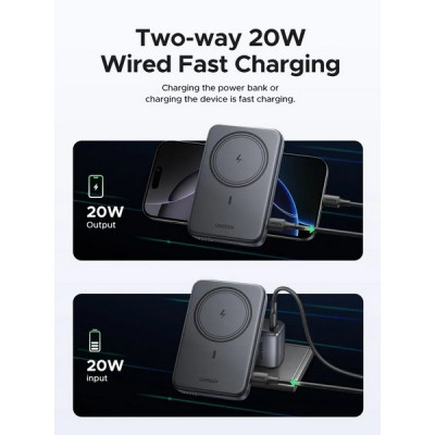 Внешний аккумулятор Ugreen PB562 Magnetic Wireless Power Bank 10000mAh (55140) серый космос