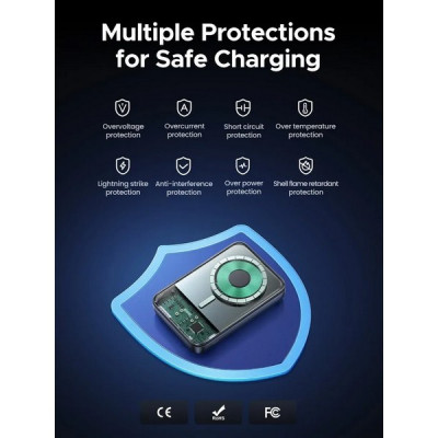 Внешний аккумулятор Ugreen PB562 Magnetic Wireless Power Bank 10000mAh (55140) серый космос