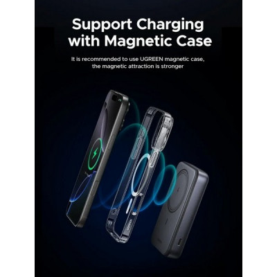 Внешний аккумулятор Ugreen PB562 Magnetic Wireless Power Bank 10000mAh (55140) серый космос