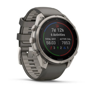 Garmin Fenix 9 Pro 47 мм Solar Titanium with Pebble Gray/Silver Gray Silicone Band (010-04338-05/010-04338-06)