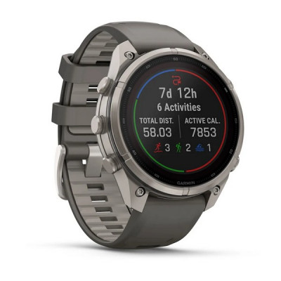Garmin Fenix 9 Pro 47 мм Solar Titanium with Pebble Gray/Silver Gray Silicone Band (010-04338-05)
