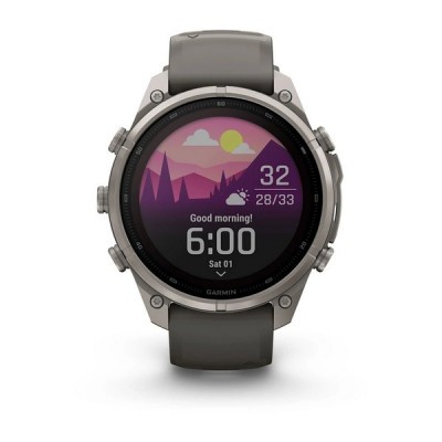 Garmin Fenix 9 Pro 47 мм Solar Titanium with Pebble Gray/Silver Gray Silicone Band (010-04338-05)