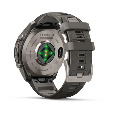 Garmin Fenix 9 Pro 47 мм Solar Titanium with Pebble Gray/Silver Gray Silicone Band (010-04338-05)
