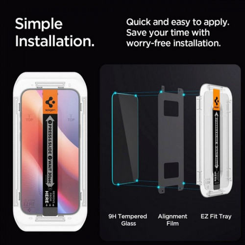 Защитное стекло Spigen Glass.tR EZ Fit для Iphone 16 Pro антишпион 2 шт. (AGL07929)