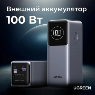 Внешний аккумулятор Ugreen PB724 Power Bank 12000mAh Quick Charging 100W (35526B) серый