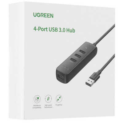 USB-разветвитель Ugreen CM416 USB 3.0 4-Port Hub, длина провода 25 см (10915) черный
