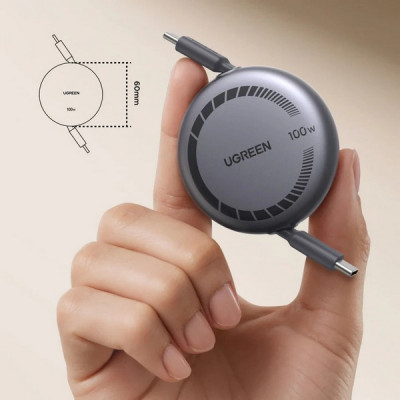 Кабель выдвижной Ugreen L531 USB-C - USB-C 1м 100W (65905) Space Grey