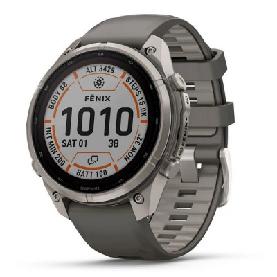Garmin Fenix 9 Pro 47 мм Solar inReach Titanium with Pebble Gray/Silver Gray Silicone Band (010-04338-00)