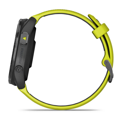 Умные часы Garmin Forerunner 965 – черные, темно-серый DLC титановый безель, с желто-черным ремешком