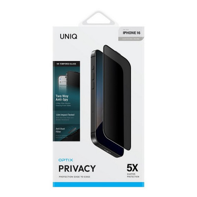 Защитное стекло Uniq OPTIX Privacy +Dust Filter (+installer) для iPhone 16 Clear/Black (IP6.1(2024)-PRIVACY)