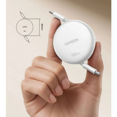 Кабель выдвижной Ugreen L531 USB-C - USB-C 1м 100W (95673) White