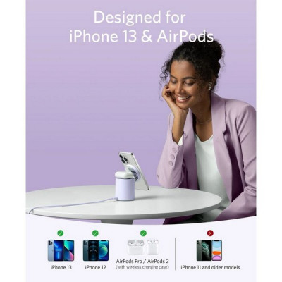 Беспроводное зарядное устройство Anker 623 Magnetic Wireless Charger (B25682V1) Violet