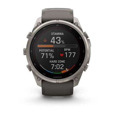 Garmin Fenix 9 Pro 51 мм Solar Titanium with Pebble Gray/Silver Gray Silicone Band (010-04339-05)