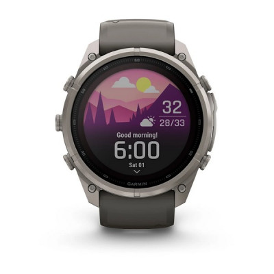 Garmin Fenix 9 Pro 51 мм Solar Titanium with Pebble Gray/Silver Gray Silicone Band (010-04339-05)