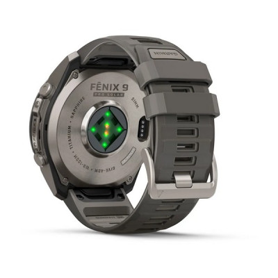 Garmin Fenix 9 Pro 51 мм Solar Titanium with Pebble Gray/Silver Gray Silicone Band (010-04339-05)