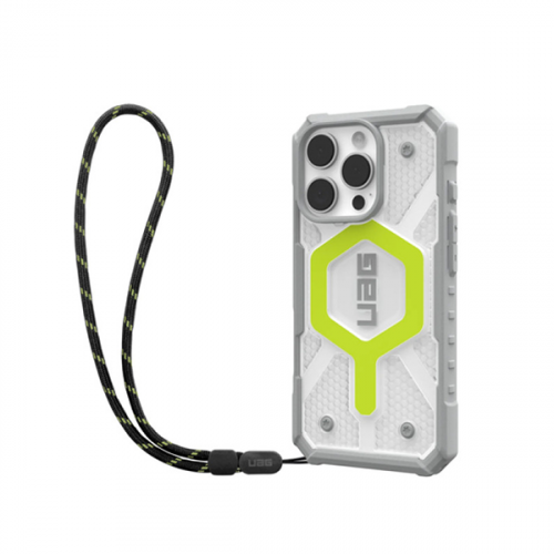 Чехол + шнурок UAG Pathfinder Clear для iPhone 16 Pro 6.3" неон (Active Neon Lanyard) 1144641BV01