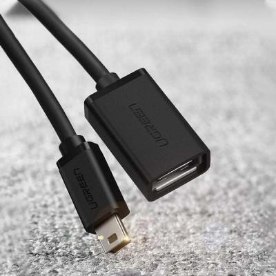 Переходник Ugreen US249 Mini USB 5Pin Male - USB 2.0 A Female OTG Cable 10 см (10383) черный