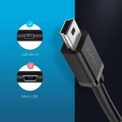 Переходник Ugreen US249 Mini USB 5Pin Male - USB 2.0 A Female OTG Cable 10 см (10383) черный
