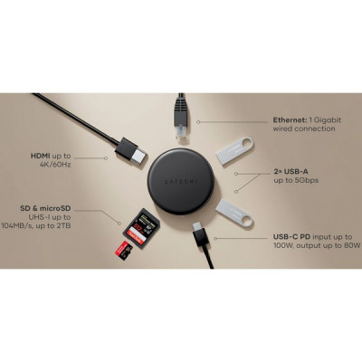 Адаптер Satechi OnTheGo 7-in-1 Multiport Adapter (ST-POTG7C) Space Black