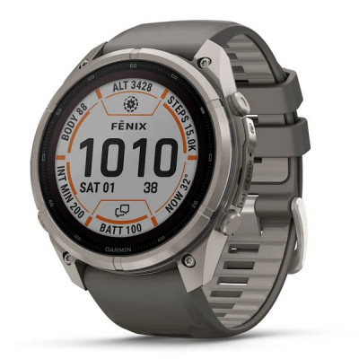 Garmin Fenix 9 Pro 51 мм Solar inReach Titanium with Pebble Gray/Silver Gray Silicone Band (010-04339-00)