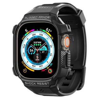 Чехол с ремешком Spigen Rugged Armor Pro для Apple Watch Ultra 49 мм, (ACS05460) черный