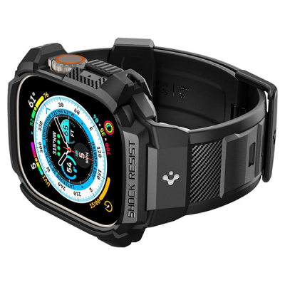 Чехол с ремешком Spigen Rugged Armor Pro для Apple Watch Ultra 49 мм, (ACS05460) черный