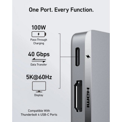 Хаб Anker 547 USB-C Hub 7-in-2 для MacBook (A8354HA1) Silver