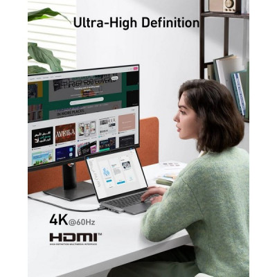 Хаб Anker 547 USB-C Hub 7-in-2 для MacBook (A8354HA1) Silver