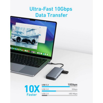 Хаб Anker USB-C Hub 7-in-1 Dual Display (A8374AA1) Gray