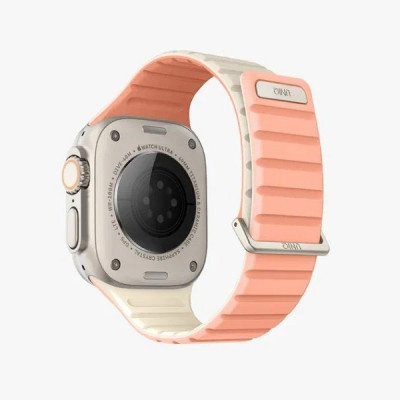 ​Ремень силиконовый Uniq REVIX EVO для Apple Watch 49/45/44/42MM розовый/слоновая кость (CREPE PINK/IVORY) 49MM-REVECPNKIVY