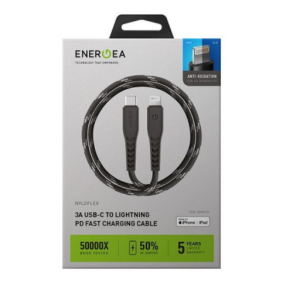 Кабель EnergEA NyloFlex USB-С/Lightning MFi C94 30cm Black (CBL-NFCL-BLK030)