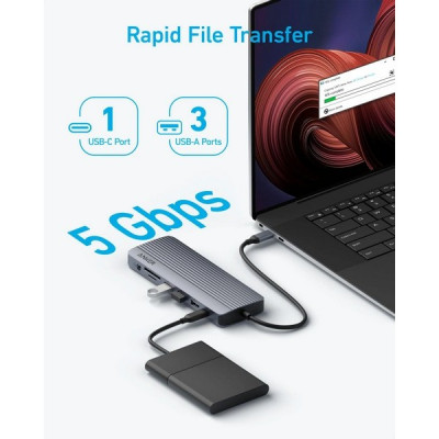 Хаб Anker USB-C Hub 14-in-1 Triple Display (A8389HA1) Gray