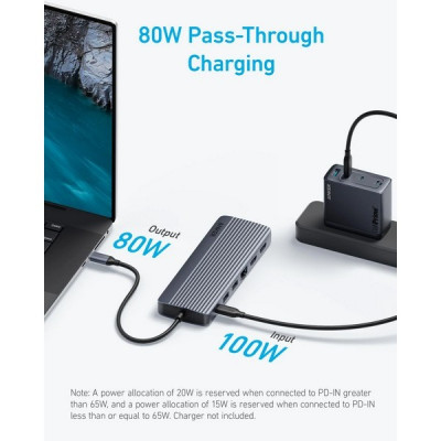 Хаб Anker USB-C Hub 14-in-1 Triple Display (A8389HA1) Gray