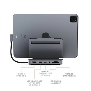 Док-станция Satechi Aluminum Stand Hub для iPad Pro (ST-TCSHIPM) Space Gray