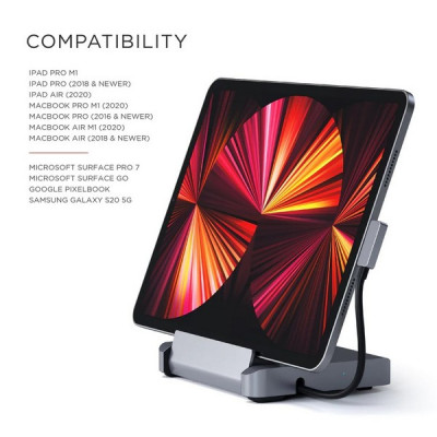 Док-станция Satechi Aluminum Stand Hub для iPad Pro (ST-TCSHIPM) Space Gray