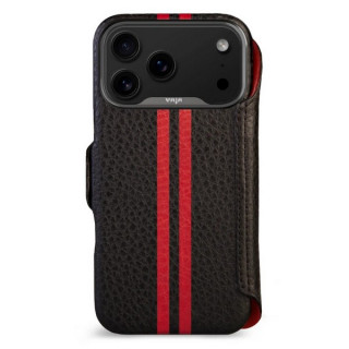 Чехол книжка/бумажник из кожи Vaja Wallet для iPhone 17 Pro Max 6.9" V-Mag GTX Black and Rosso