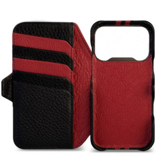 Чехол книжка/бумажник из кожи Vaja Wallet для iPhone 17 Pro Max 6.9" V-Mag GTX Black and Rosso