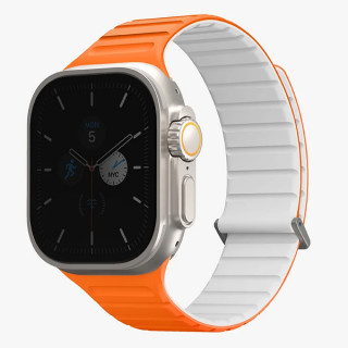 ​Ремень силиконовый Uniq REVIX EVO для Apple Watch 49/45/44/42MM оранжевый/белый (AMBER ORANGE/WHITE) 49MM-REVEAORGWHT
