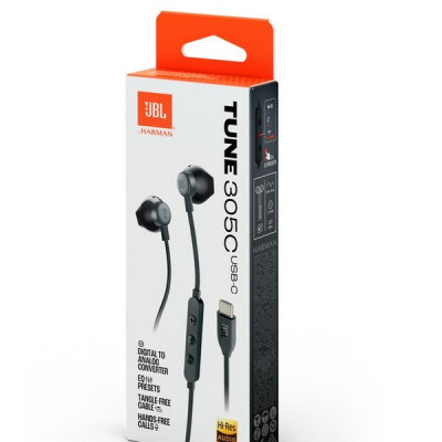 Проводные наушники JBL Tune 305C USB-C (JBLT305CBLK) черный