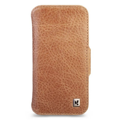 Чехол книжка/бумажник из кожи Vaja Wallet для iPhone 17 Pro Max 6.9" V-Mag Pull Up Camel