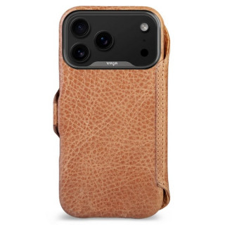 Чехол книжка/бумажник из кожи Vaja Wallet для iPhone 17 Pro Max 6.9" V-Mag Pull Up Camel