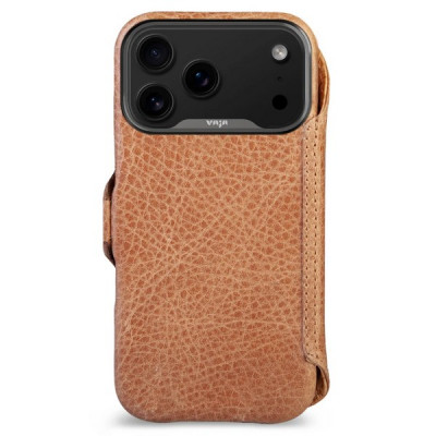 Чехол книжка/бумажник из кожи Vaja Wallet для iPhone 17 Pro Max 6.9" V-Mag Pull Up Camel