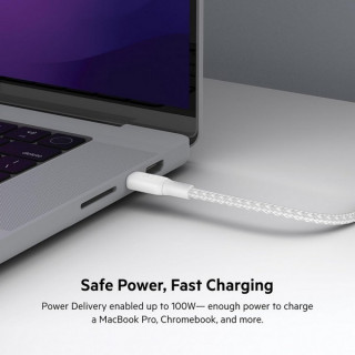 Кабель Belkin Boost Charge Braided USB-C - USB-C, 2 м, нейлон, белый (CAB014bt2MWH)
