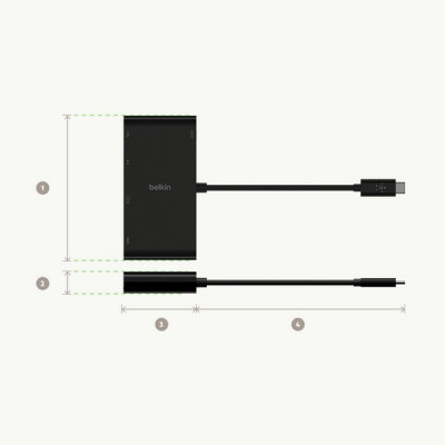 Адаптер Belkin USB-C - Ethernet, HDMI, VGA, USB-A, (AVC005BTBK), черный