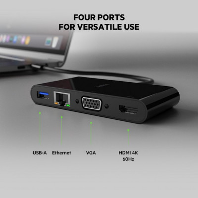 Адаптер Belkin USB-C - Ethernet, HDMI, VGA, USB-A, (AVC005BTBK), черный