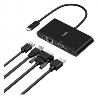 Адаптер Belkin USB-C - Ethernet, HDMI, VGA, USB-A, (AVC005BTBK), черный