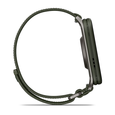 Garmin Venu X1 темно зеленый с титановой задней крышкой и зеленым нейлоновым ремешком (010-02980-01/010-02980-03)