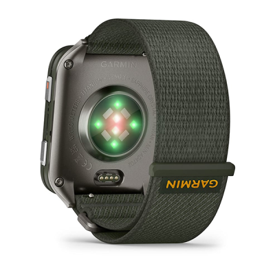 Garmin Venu X1 темно зеленый с титановой задней крышкой и зеленым нейлоновым ремешком (010-02980-01/010-02980-03)