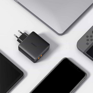 Сетевое зарядное устройство Aukey PA-D5 Focus Duo, PD, 63 Вт черный