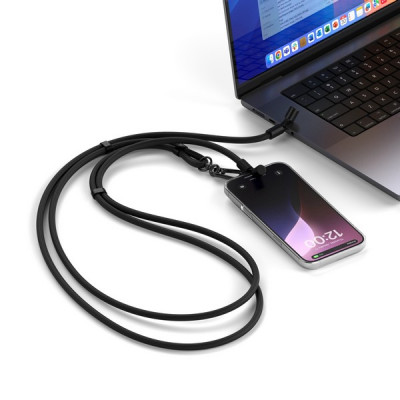 Зарядный кабель/ремень через плечо Satechi OntheGo Crossbody Lanyard Cable 60W 1.5 м (ST-LOTGLK) Black